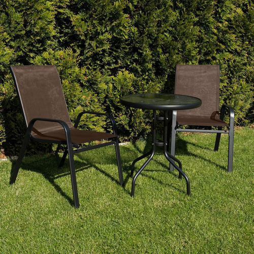 Stół okrągły ISLAND 60cm + 4x Krzesło SOFIA brąz