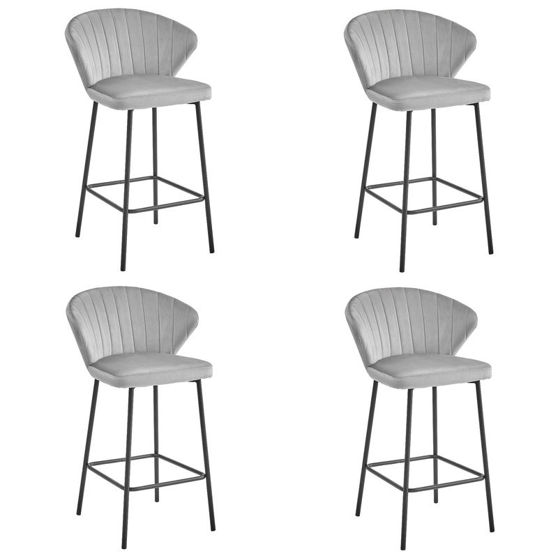 Hoker GATTA - aksamit srebrno-szary / nogi czarne x 4