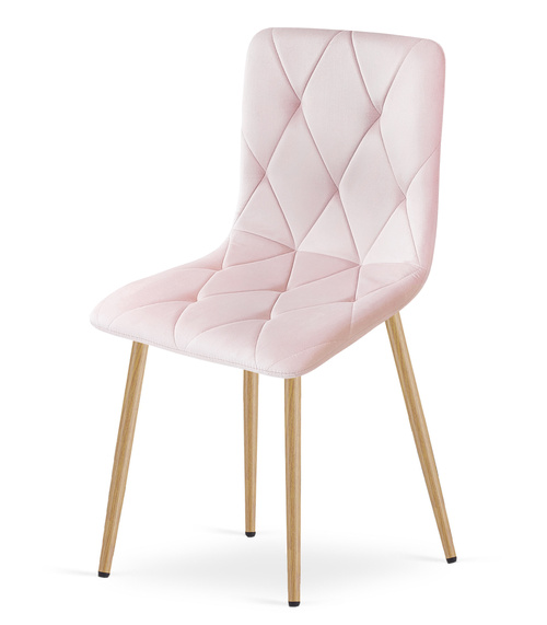 Krzesło LIBRA - jasny róż aksamit / nogi kolor drewna x 2