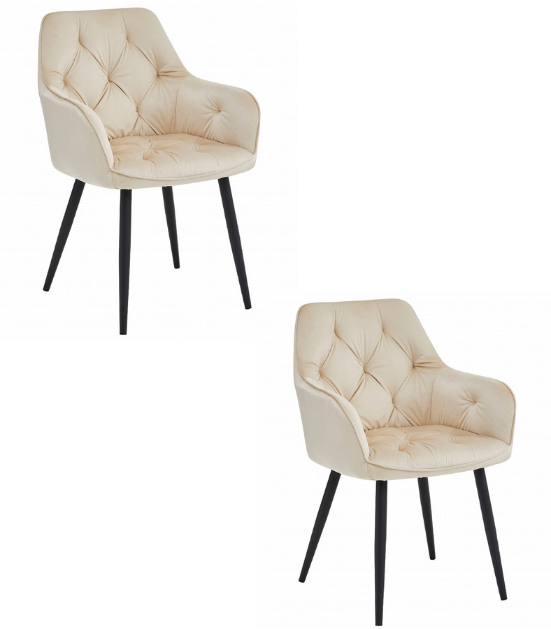 Krzesło JORK - beż aksamit / nogi czarne x 2