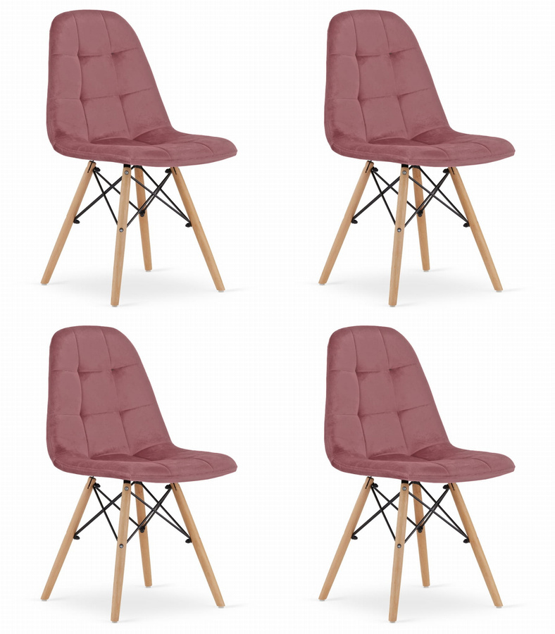 Krzesło DUMO - ciemny róż aksamit x 4
