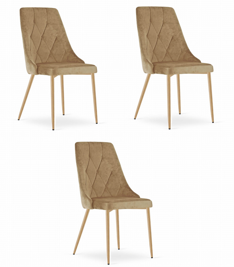 Krzesło IMOLA - brązowy aksamit / nogi kolor drewna x 3