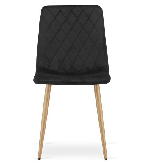 Krzesło TURIN - czarny aksamit / nogi kolor drewna x 2