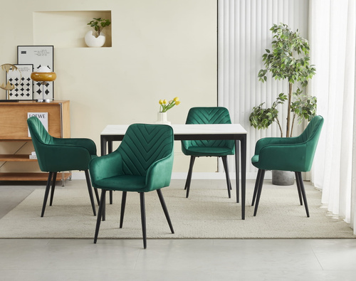 Krzesło NANA - ciemna zieleń aksamit / nogi czarne x 2