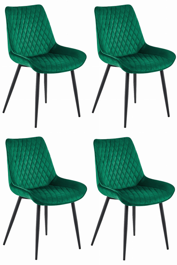 Krzesło VERDO - ciemna zieleń aksamit / nogi czarne x 4