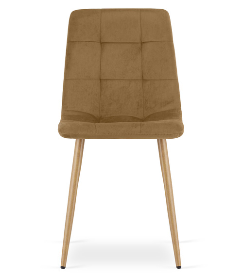 Krzesło KARA - brązowy aksamit / nogi kolor drewna x 4
