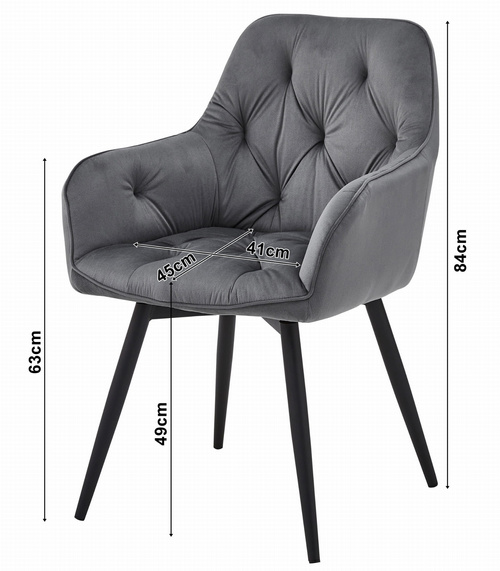 Krzesło JORK360 - ciemny szary aksamit / nogi czarne x 1