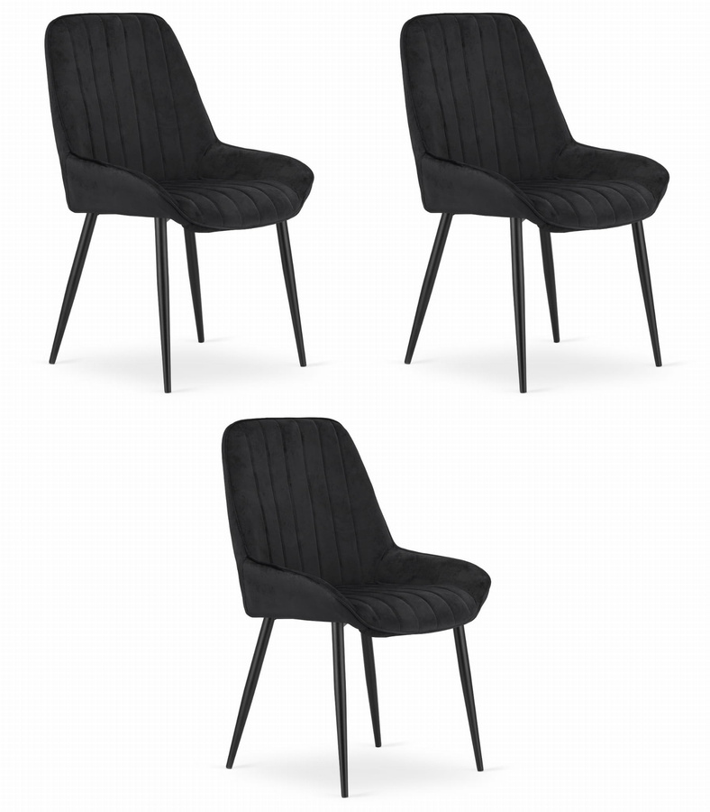 Krzesło LARY - czarny aksamit x 3