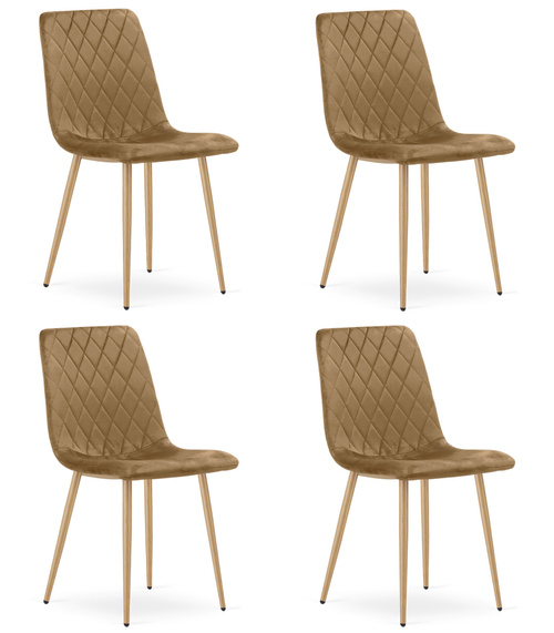 Krzesło TURIN - brązowy aksamit / nogi kolor drewna x 4