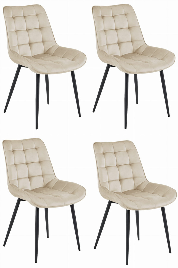 Krzesło BERA - aksamit beż/ nogi czarne x 4