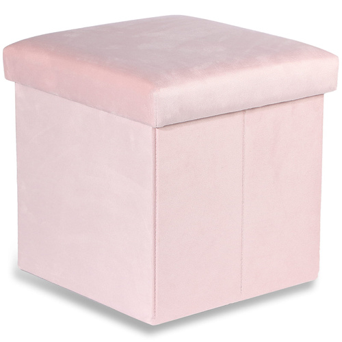 Pufa składana M - 30x30x30cm aksamit róż x 16