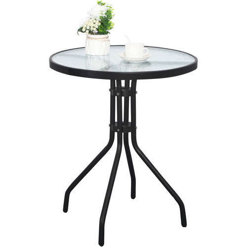 Stół okrągły ISLAND 60cm + 2x Krzesło SOFIA czarne