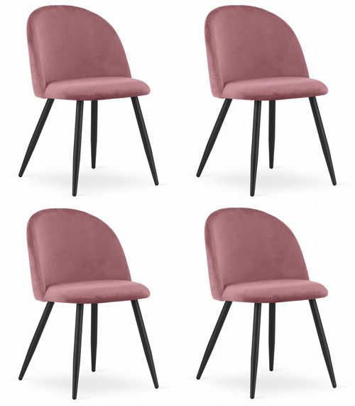 Krzesło BELLO - aksamit ciemny róż / nogi czarne x 4