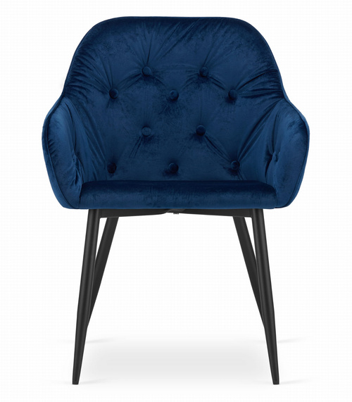 Krzesło FORIO - granat aksamit / nogi czarne x 2
