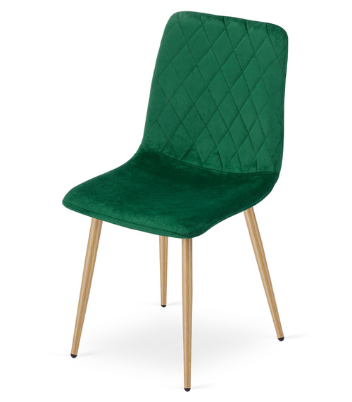Krzesło TURIN - ciemna zieleń aksamit / nogi kolor drewna x 4
