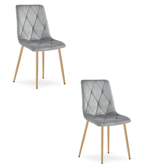 Krzesło LIBRA - jasny szary aksamit / nogi kolor drewna x 2