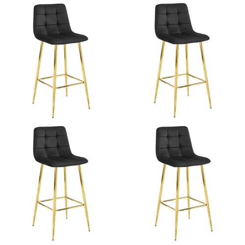 Hoker ARCETO - aksamit czarny / nogi ZŁOTE x 4