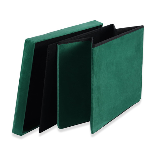 Pufa składana XL z guzikami - 60x38x38cm aksamit zielona