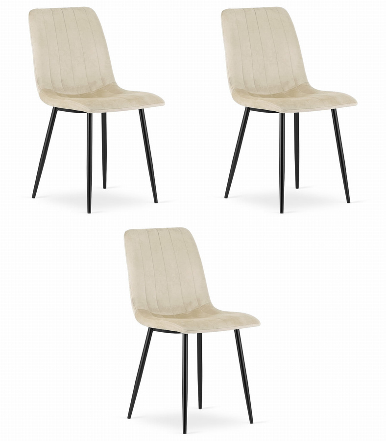 Krzesło LAVA - jasny beż aksamit x 3