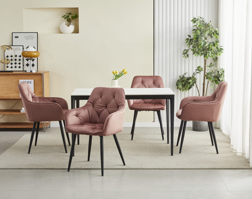 Krzesło JORK - róż aksamit / nogi czarne x 1