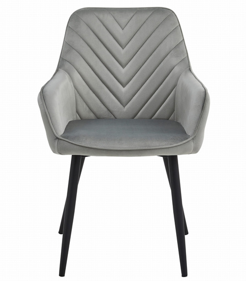 Krzesło NANA - aksamit srebrno-szary / nogi czarne x 2