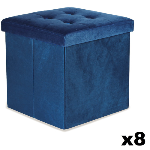 Pufa składana L z guzikami - 38x38x38cm aksamit granat x 8