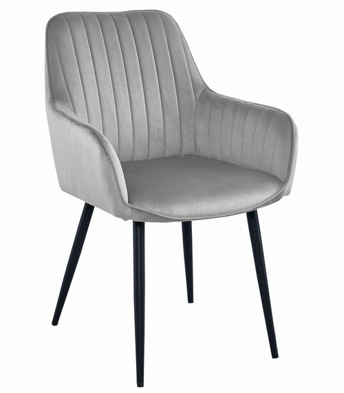 Krzesło SOLDEN - aksamit srebrno-szary / nogi czarne x 2