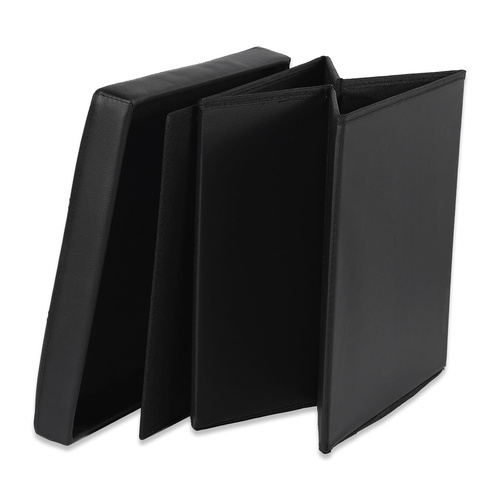 Pufa składana L z guzikami - 38x38x38cm ekoskóra czarna x 8