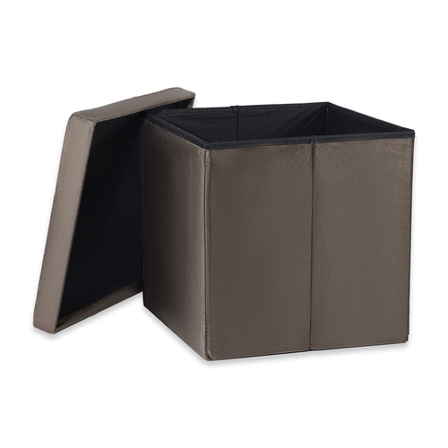 Pufa składana L z guzikami - 38x38x38cm aksamit brąz x 8