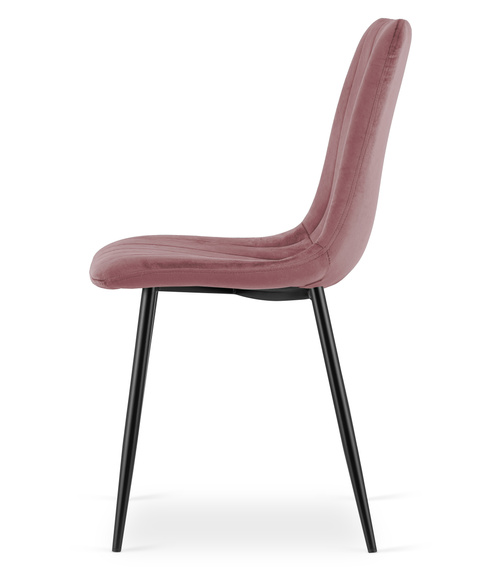 Krzesło LAVA - różowy aksamit / nogi czarne x 2