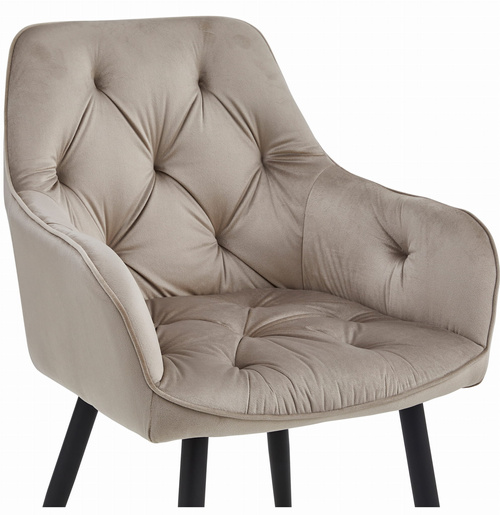 Krzesło JORK - ciemny beż aksamit / nogi czarne x 2