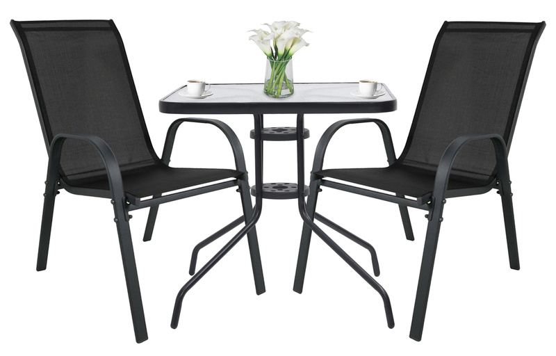 Stół kwadratowy ISLAND 60cm + 2x Krzesło SOFIA czarne