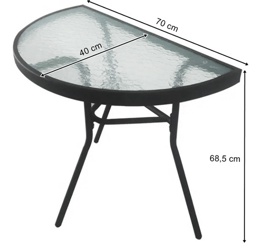 Stół ISLAND Półokrągły + 2x Krzesło SOFIA ciemny szary