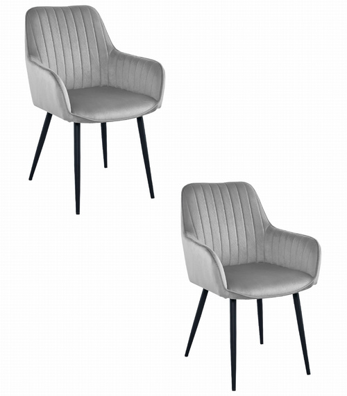 Krzesło SOLDEN - aksamit srebrno-szary / nogi czarne x 2