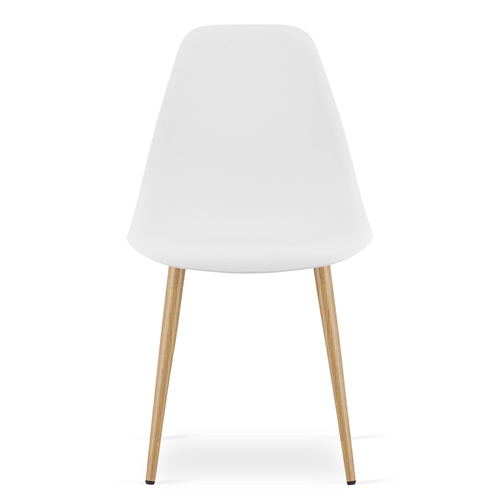 Zestaw Stół KAMI Okrągły 60cm - biały / naturalne nogi + 2 krzesła WAT białe / nogi naturalne