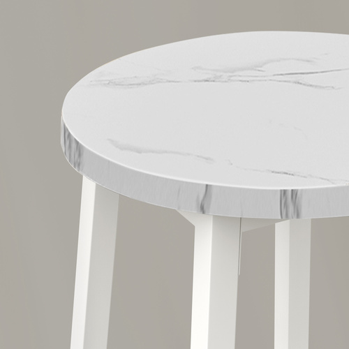 Taboret barowy - marmur / nogi białe