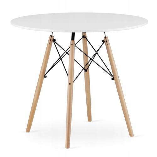 Zestaw stół okrągły TODI 90 biały + 4 krzesła OSAKA białe