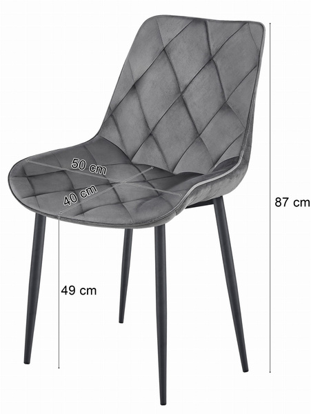 Krzesło TOR - ciemny szary aksamit / nogi czarne x 4