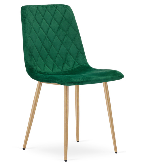 Krzesło TURIN - ciemna zieleń aksamit / nogi kolor drewna x 4