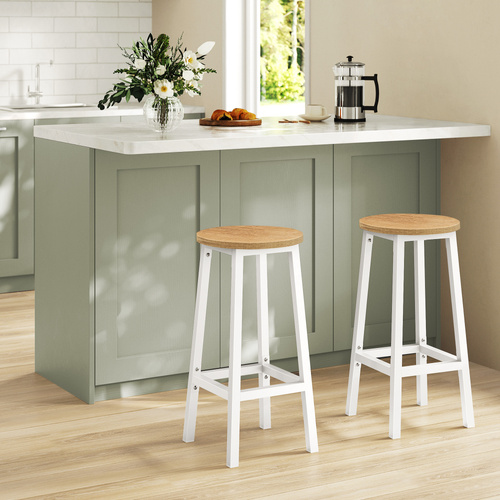 Taboret barowy - dąb / nogi białe