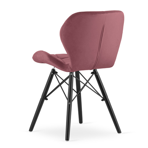 Krzesło LAGO Aksamit - ciemny róż / nogi czarne x 3