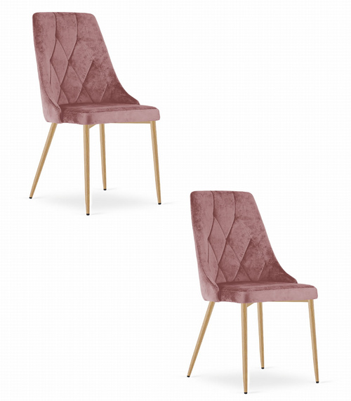 Krzesło IMOLA - różowy aksamit / nogi kolor drewna x 2