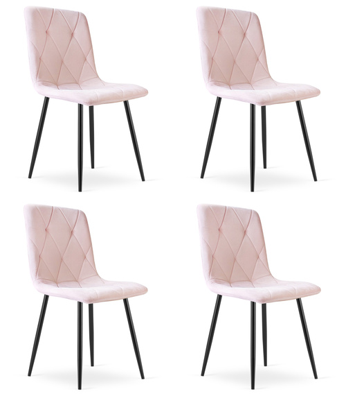 Krzesło LIBRA - jasny róż aksamit / nogi czarne x 4