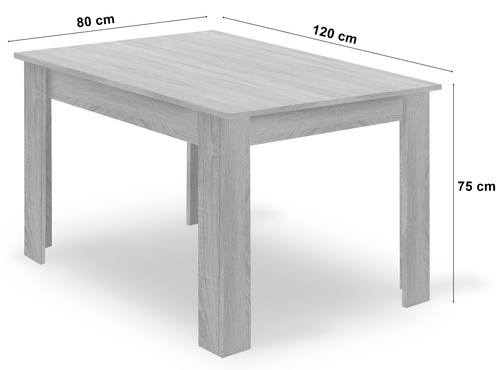 Zestaw Stół NP 120x80 Dąb Sonoma + 4 krzesła WAT czarne / nogi naturalne