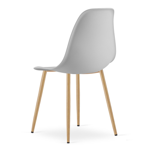 Zestaw Stół TESSA 120cm x 60cm - dąb / białe nogi + 4 krzesła WAT szare / nogi naturalne