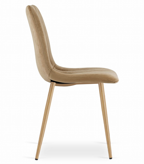 Krzesło LAVA - brązowy aksamit / nogi kolor drewna x 2