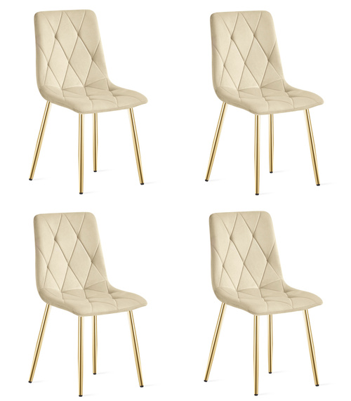 Krzesło LIBRA - jasny beż aksamit / nogi kolor złoty x 4