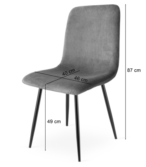 Krzesło RIFT - szary sztruks / nogi kolor czarny x 4
