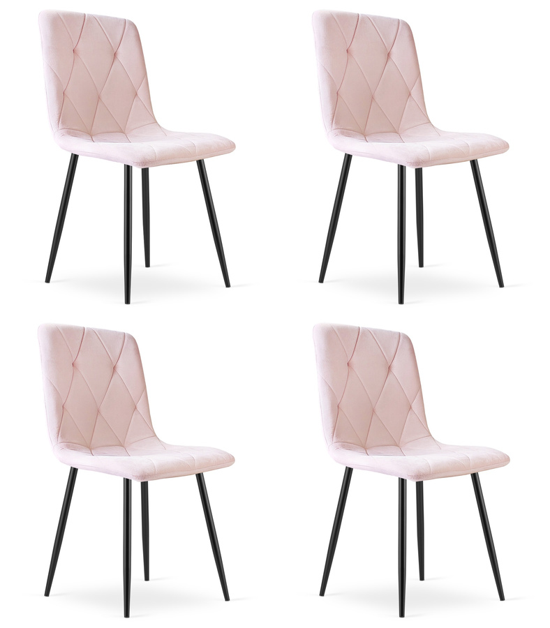 Krzesło LIBRA - jasny róż aksamit / nogi czarne x 4
