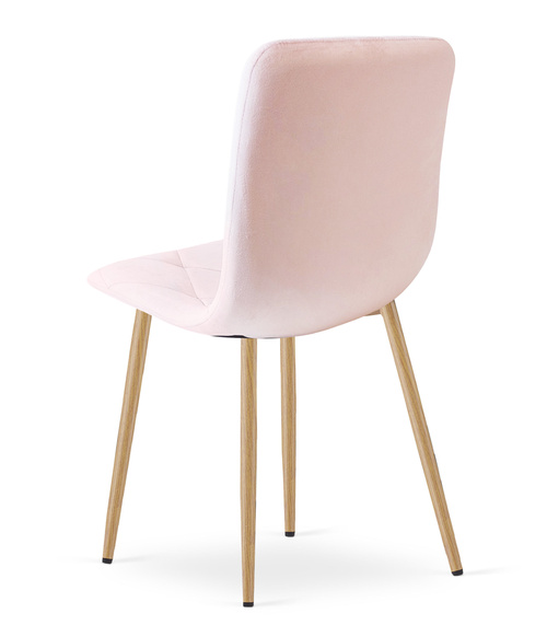 Krzesło LIBRA - jasny róż aksamit / nogi kolor drewna x 2